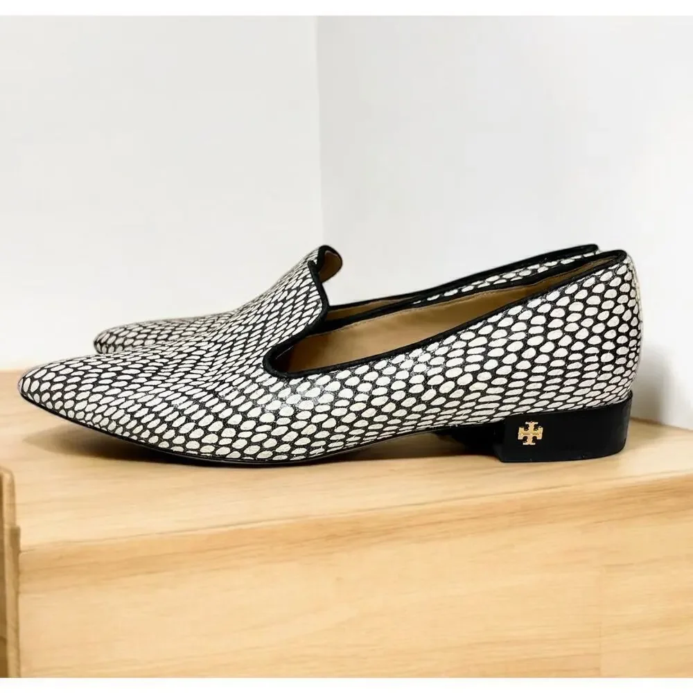 Tory Burch Pascal King Cobra Printed Leather Smoking Slipper Size 8M